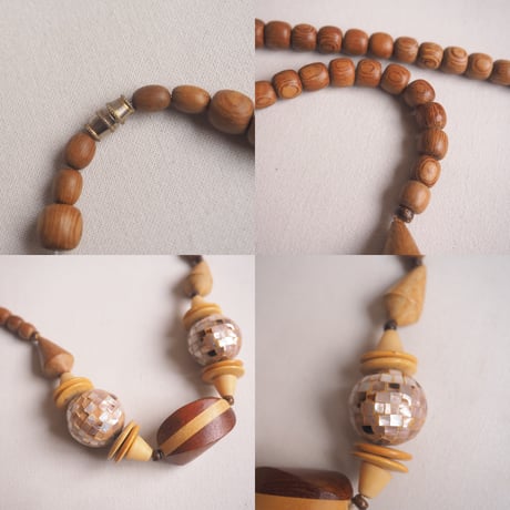 vintage wood beaded chunky necklace