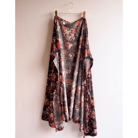 vintage floral wrap maxi skirt