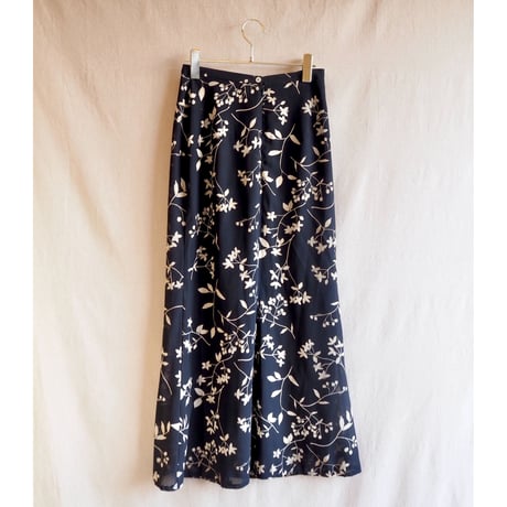 vintage black floral maxi skirt