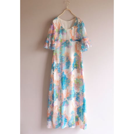 70s floral sheer maxi dress