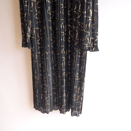 vintage ruffle pleated midi dress