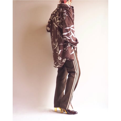 "Coldwater Creek" brown sheer floral blouse