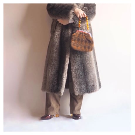 70s "Furrage Tissavel" faux fur long coat