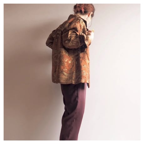 "chico's" copper brocade asian jacket