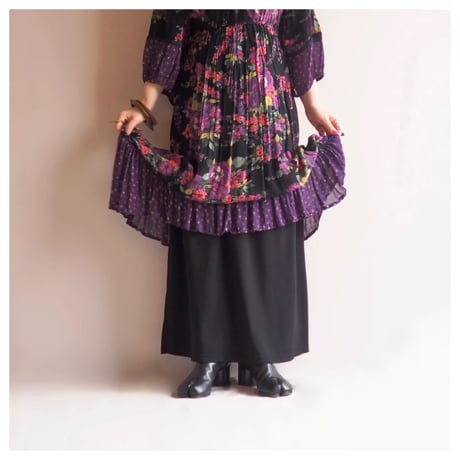 vintage floral semi sheer midi dress