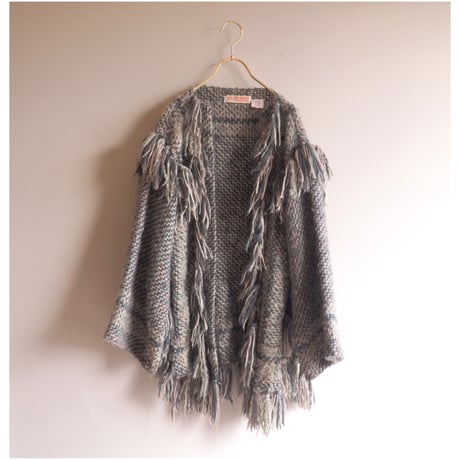 80s "GIL AIMBEZ STATIC" fringe design knit jacket