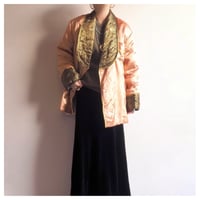 50〜60s chinese embroidered quilt jacket (gold×khaki)