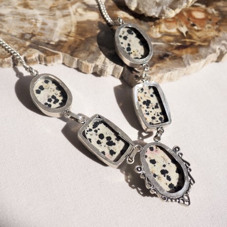 vintage dalmatian jasper stone silver925 necklace