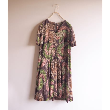 70s〜 s/s floral midi dress