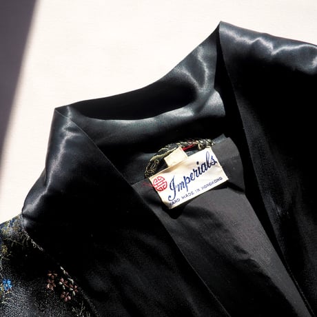 70〜80s black chinese brocade robe
