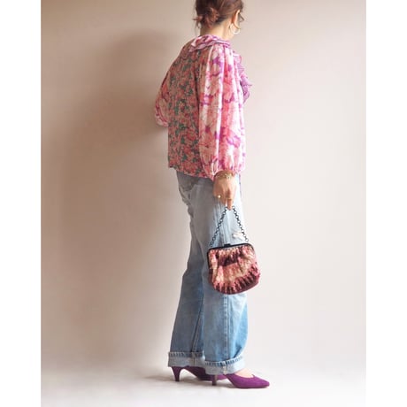 80s "Diane Freis" floral ruffle blouse (PK)
