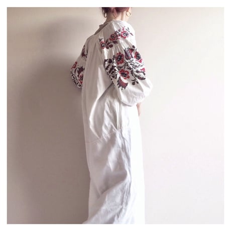 vintage ukrainian embroidered maxi dress