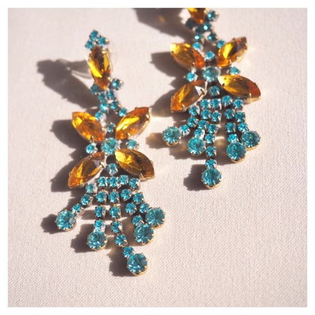vintage czech rhinestone earrings (BU×OR)
