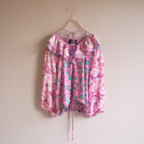 80s "Diane Freis" floral ruffle blouse (PK)