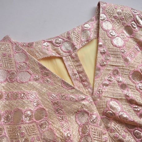 60〜70s metallic brocade maxi dress