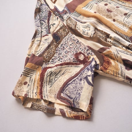 vintage abstract print s/s maxi dress