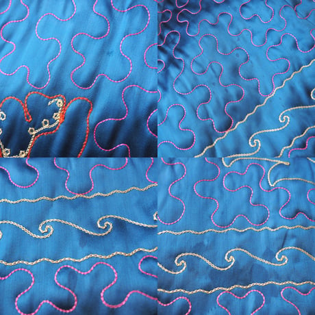 50〜60s chinese embroidered quilt jacket (blue)