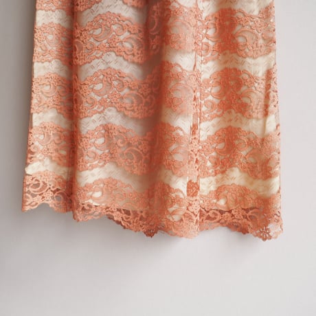 80s peach lace maxi skirt