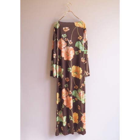 70〜80s "LORRAINE" floral house maxi dress
