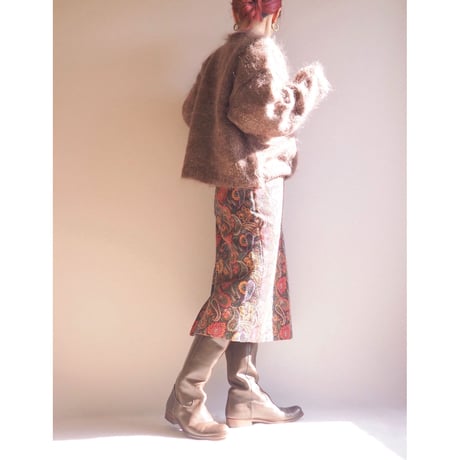 vintage paisley tapestry midi skirt