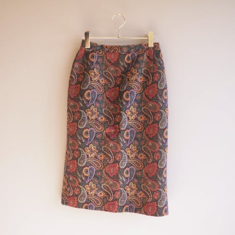 vintage paisley tapestry midi skirt