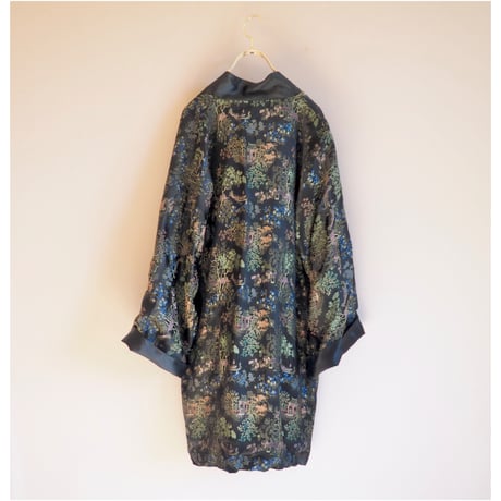 70〜80s black chinese brocade robe