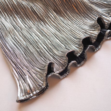 "AFTER DARK" silver pleated maxi skirt