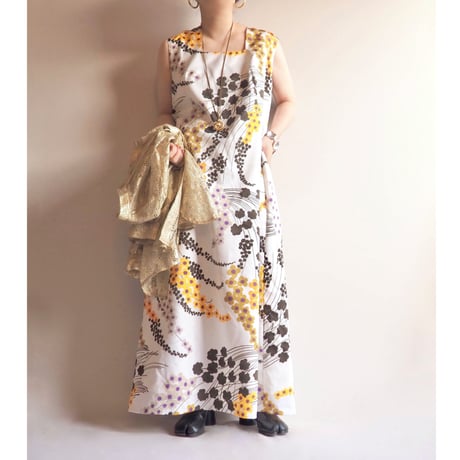 70s sleeveless floral maxi dress
