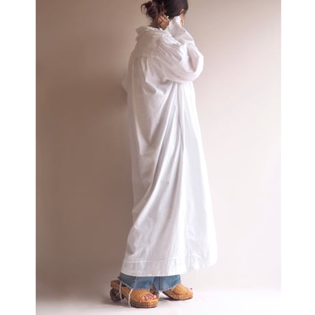 60〜70s ruffle lace cotton maxi dress