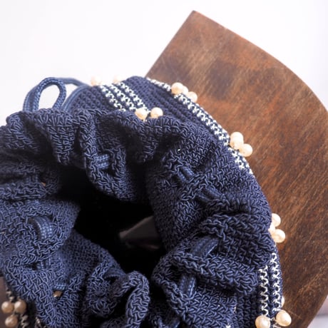 50〜60s pearl beads drawstring woven bag