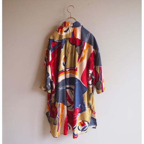vintage abstract print oversized s/s blouse