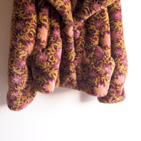"CREOLA" big collar floral faux fur jacket