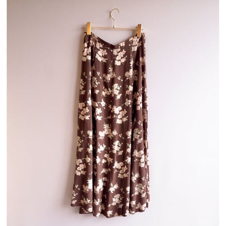 80s viscose floral maxi skirt