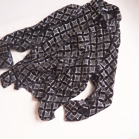 vintage abstract velvet × sheer blouse