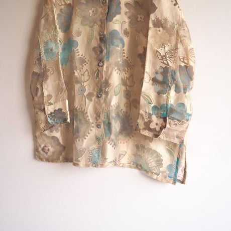 "West End" abstract floral sheer blouse