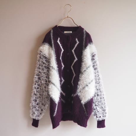 "Sangang" shaggy design knit cardigan