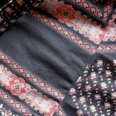 70s s/s scarf print midi dress