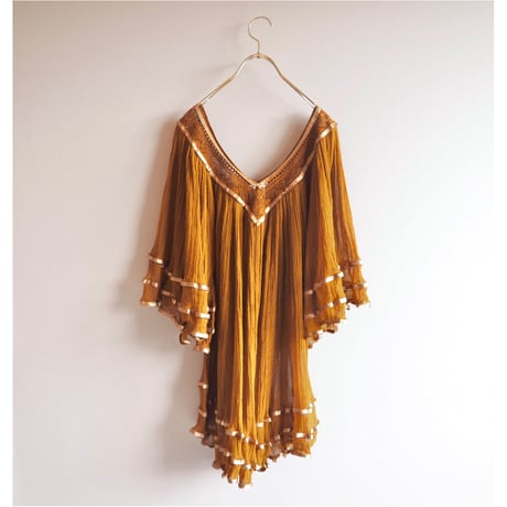 vintage mexican gauze flare sleeve blouse