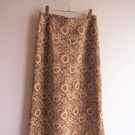70s〜 abstract metallic knit maxi skirt