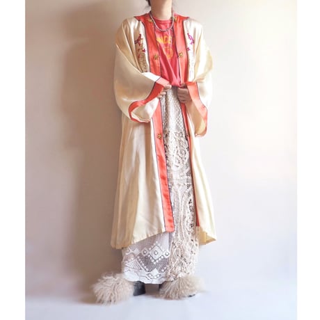 40s dragon embroidered silk robe