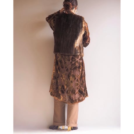 "ATOC" oriental silk velvet sheer robe