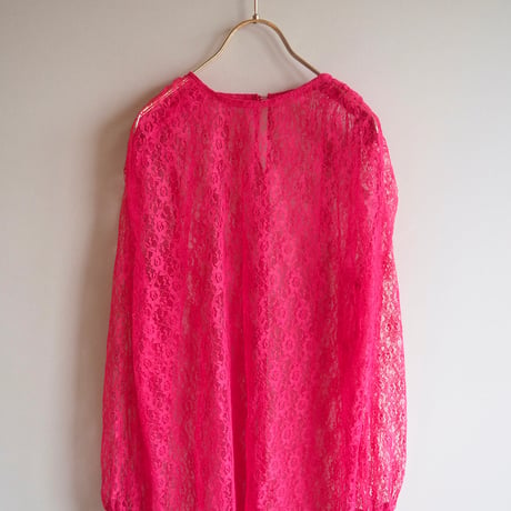 80s〜 vivid pink lace blouse