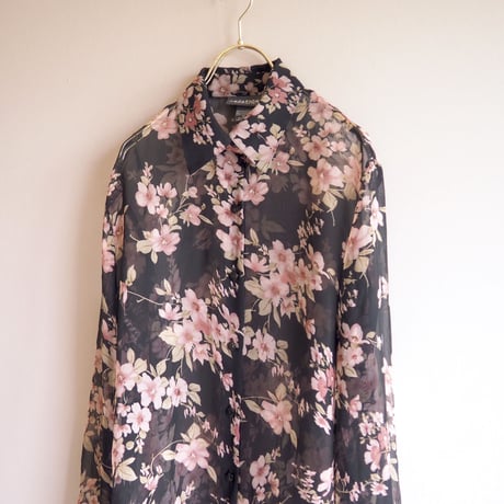 "Notations" black sheer floral blouse