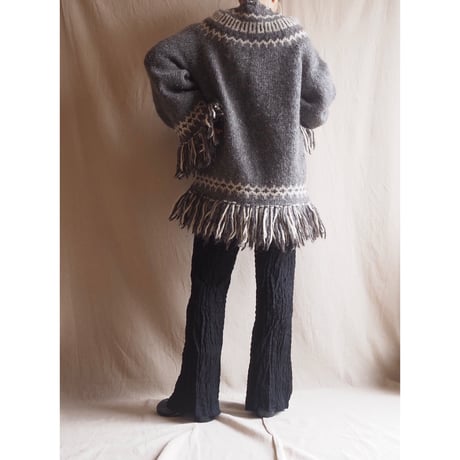vintage wool nordic fringe sweater