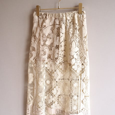 original remake lace patchwork maxi skirt 【A】