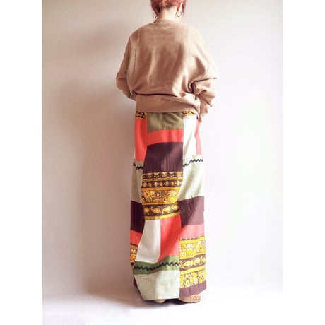 70s boho patchwork maxi skirt