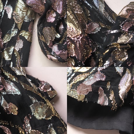 80s floral metallic peplum blouse