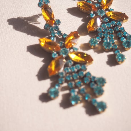 vintage czech rhinestone earrings (BU×OR)