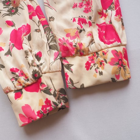 70s floral blouse & flare pants set