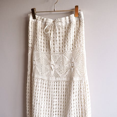 vintage ivory crochet maxi skirt